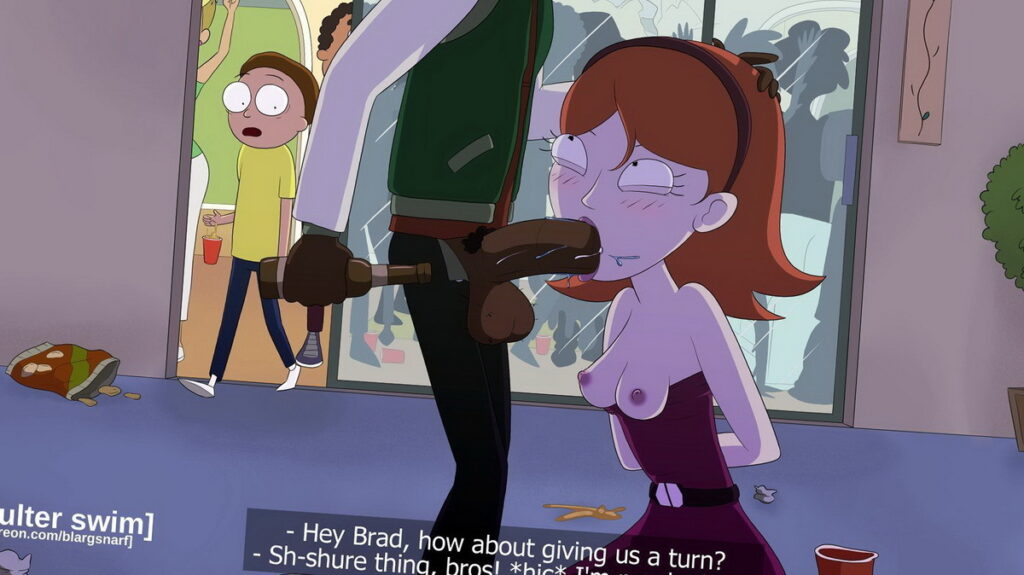 Jessica sips cum from Morty and boys in Rick and Morty porn