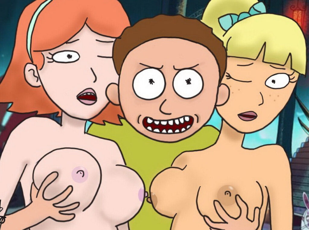 Sexy Jessica's boobs squeezed in Rick and Morty toon